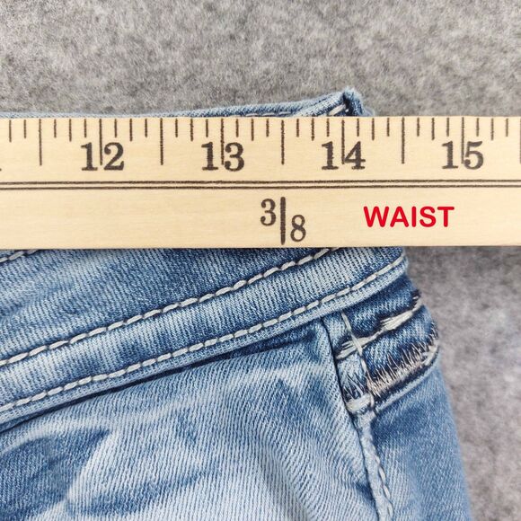 Miss Me Mid Rise Bootcut Jeans Size 28 Light Wash Embellished Pockets - Picture 4 of 11